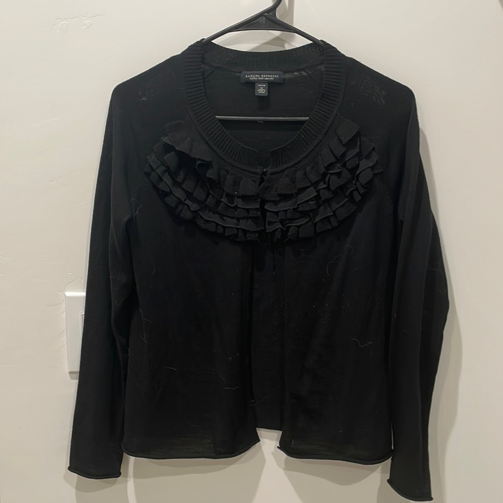 Black Merino Wool Cardigan, Banana Republic, Size Medium